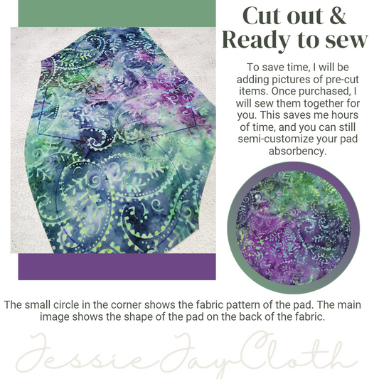 11 inch The Beast, Purple Green Paisley | Cloth Pad or Liner | Choose your absorbency