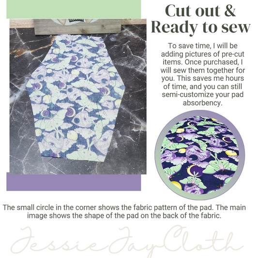 12 inch Classic Curvy | Luna Moth Celestial | Cloth Pad or liner | Choose your absorbency