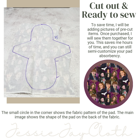8 inch Miss Classy Cloth Pad or Liner | 2.5" Snapped Width | Choose your absorbency