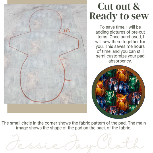 10 inch Miss Classy Cloth Pad or Liner | 2.5" Snapped Width | Choose your absorbency