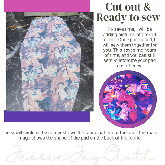 14 inch Classic Curvy | Fire Scene Stitch | Cloth Pad or liner | Choose your absorbency