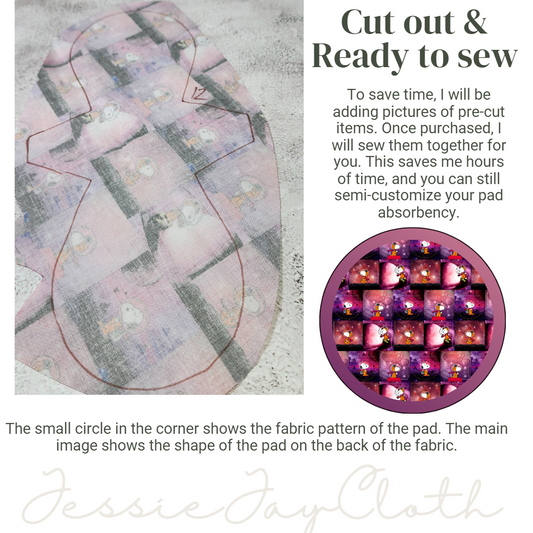 12 inch Miss Classy Cloth Pad or Liner | 2.5" Snapped Width | Choose your absorbency