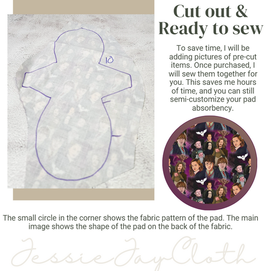 10 inch Miss Classy Cloth Pad or Liner | 2.5" Snapped Width | Choose your absorbency