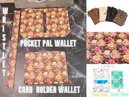 Yellow & Pink Floral Pocket Pal Wallet | Card Holder, Wristlet | Set or Singles