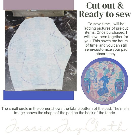 12 inch The Goddess | Pastel Beetle & Lydia | Cloth Pad or liner | Choose your absorbency