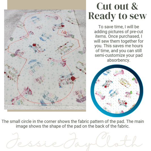 10 inch Flexuous Cloth Pad or Liner | 3" Snapped Width | Choose your absorbency