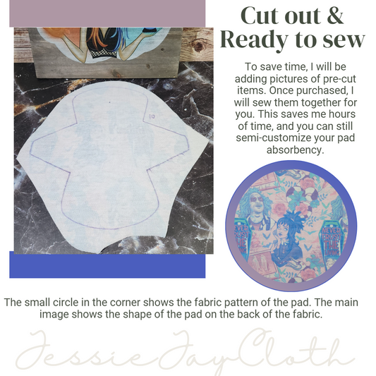 10 inch The Goddess |  Pastel Beetle & Lydia | Cloth Pad or liner | Choose your absorbency