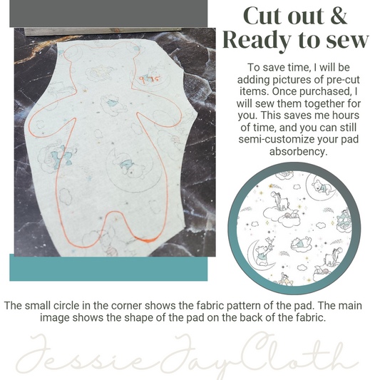 9.75 inch Bear Pad | Night Time Pooh | Goldilocks | Cloth Pad or liner | Choose your absorbency