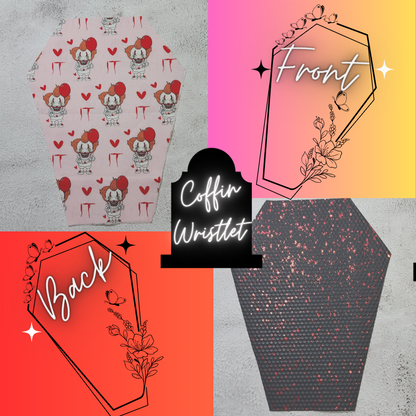 CUSTOM | Clown Horror Coffin Wristlet Clutch | Vinyl & Cotton Pouch | Optional Add on's | Bag, Wallet, Purse