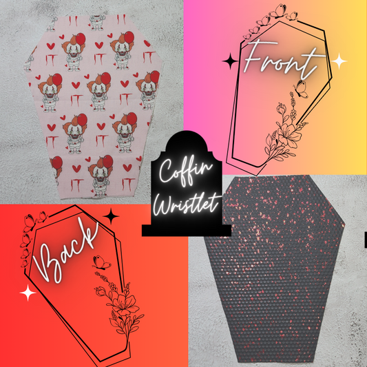 CUSTOM | Clown Horror Coffin Wristlet Clutch | Vinyl & Cotton Pouch | Optional Add on's | Bag, Wallet, Purse