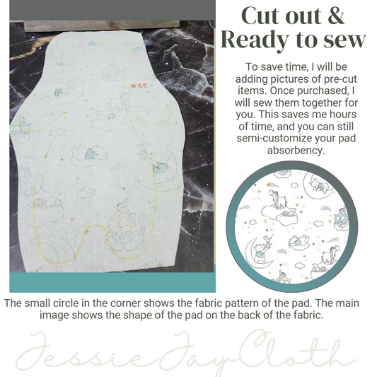 11.25 inch Bear Pad | Night Time Pooh | Goldilocks | Cloth Pad or liner | Choose your absorbency