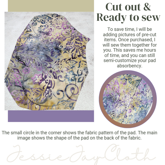 11 inch The Beast, Gold Purple Paisley | Cloth Pad or Liner | Choose your absorbency