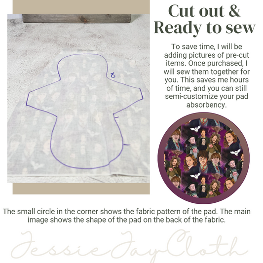 8 inch Flexuous Cloth Pad or Liner | 3" Snapped Width | Choose your absorbency