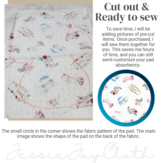 10 inch Embrace Cloth Pad or Liner | 3" Snapped Width | Choose your absorbency