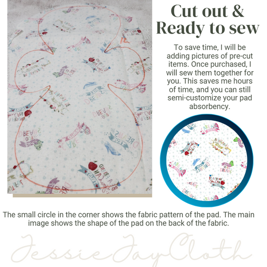 12 inch Embrace Cloth Pad or Liner | 3" Snapped Width | Choose your absorbency