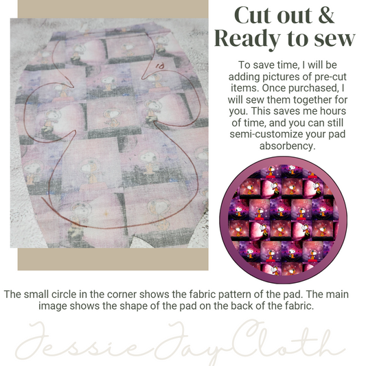 10 inch Embrace Cloth Pad or Liner | 3" Snapped Width | Choose your absorbency