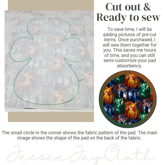 10 inch Embrace Cloth Pad or Liner | 3" Snapped Width | Choose your absorbency
