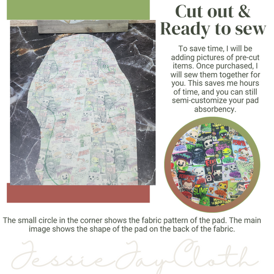 14 inch Classic Curvy | Horror Cereal Box Mash up | Cloth Pad or liner | Choose your absorbency