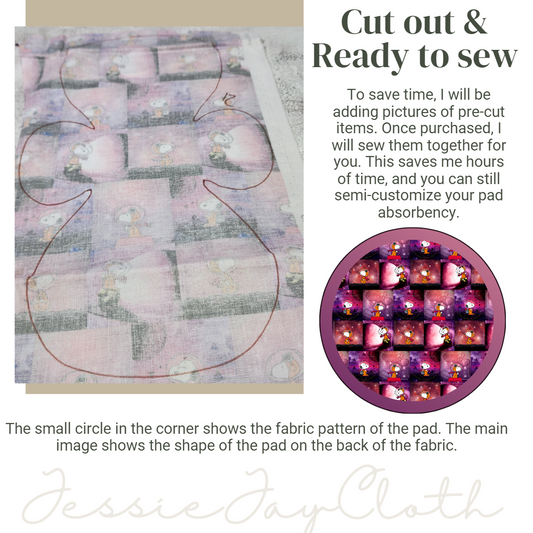 12 inch Embrace Cloth Pad or Liner | 3" Snapped Width | Choose your absorbency