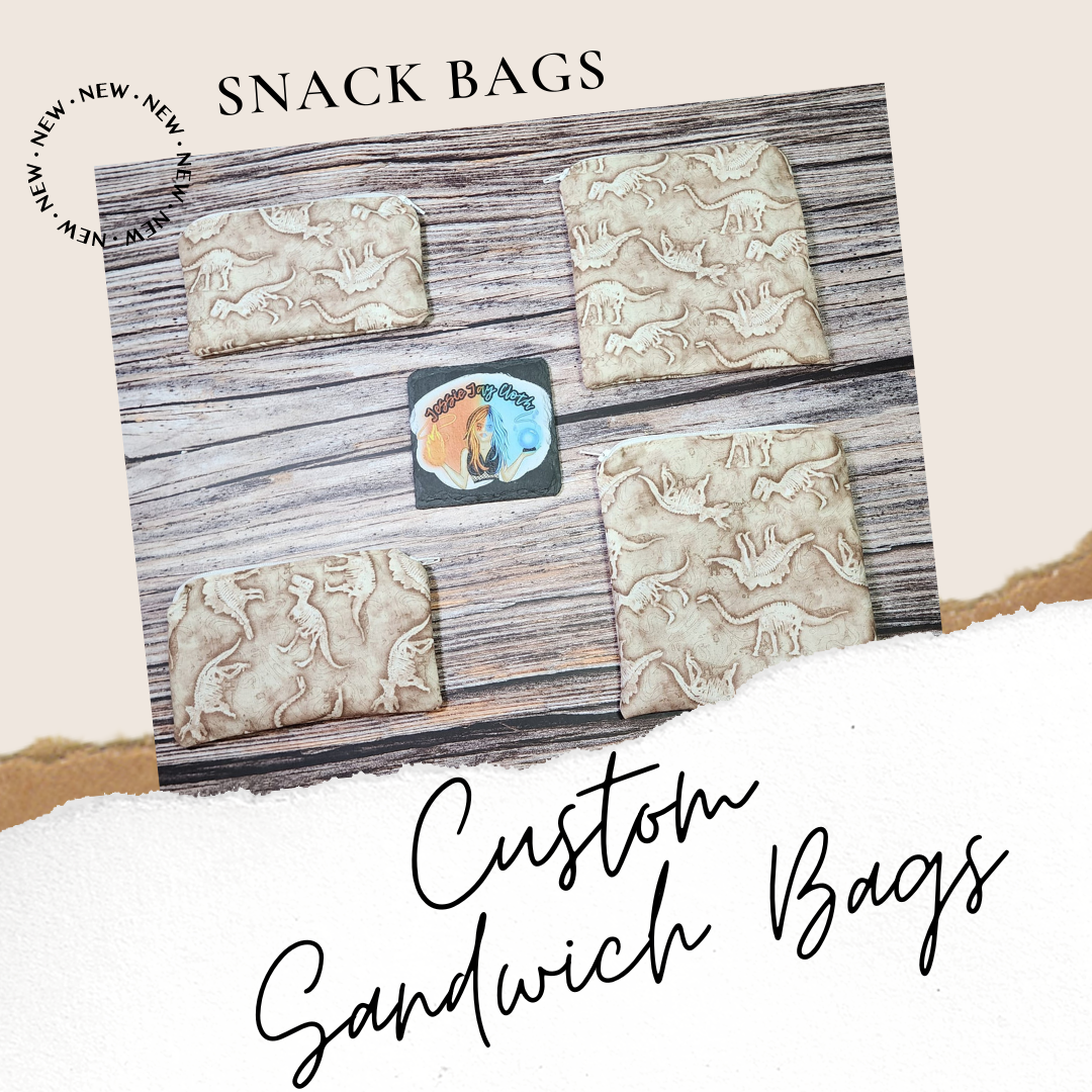Custom Snack & Sandwich Bags | Multiple Uses | PUL is optional | Zipper Closure