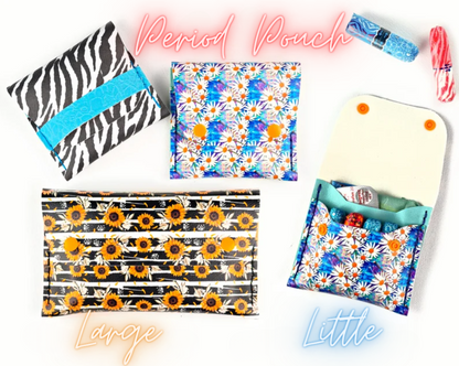 Custom Period Pouch | 2 sizes, Little or Large | Snap or Strap Closure | Bag