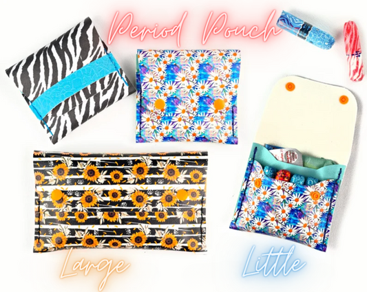Custom Period Pouch | 2 sizes, Little or Large | Snap or Strap Closure | Bag