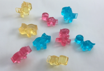 JELLY Soap | Mini Dinosaur Shape | Single Use Soaps | Cloth Wipe Bits