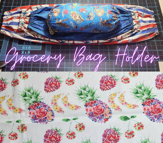 Floral Fruit, Pineapple, Banana, Cherry, Strawberry |  MEDIUM Grocery Bag Holder |
