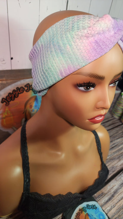 Purple Rain Tie Dye Waffle Knit | Twist Knot Head Band | Custom Turban Head Band | 4 Sizes