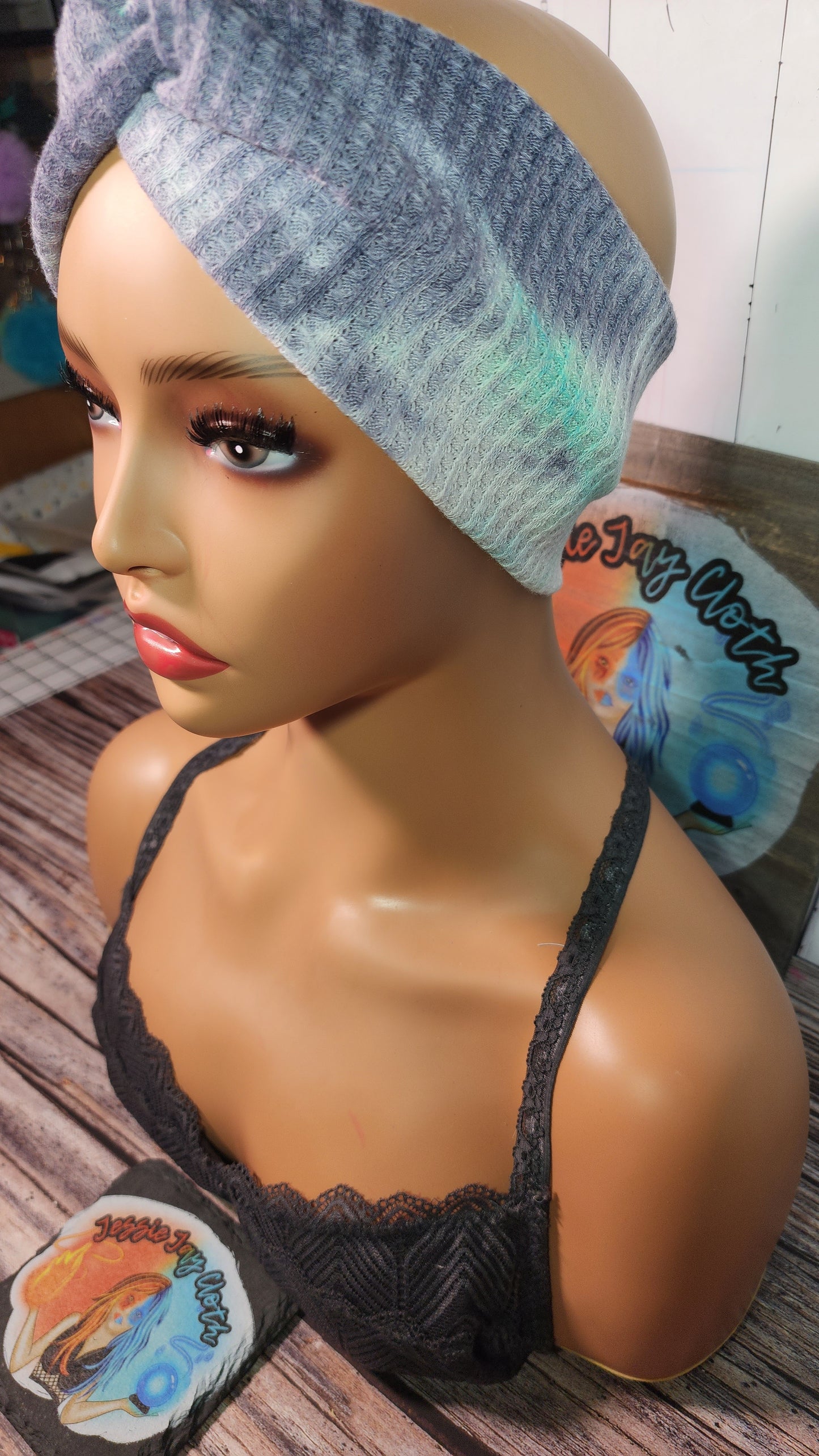 Sea Breeze Tie Dye Waffle Knit | Twist Knot Head Band | Custom Turban Head Band | 4 Sizes
