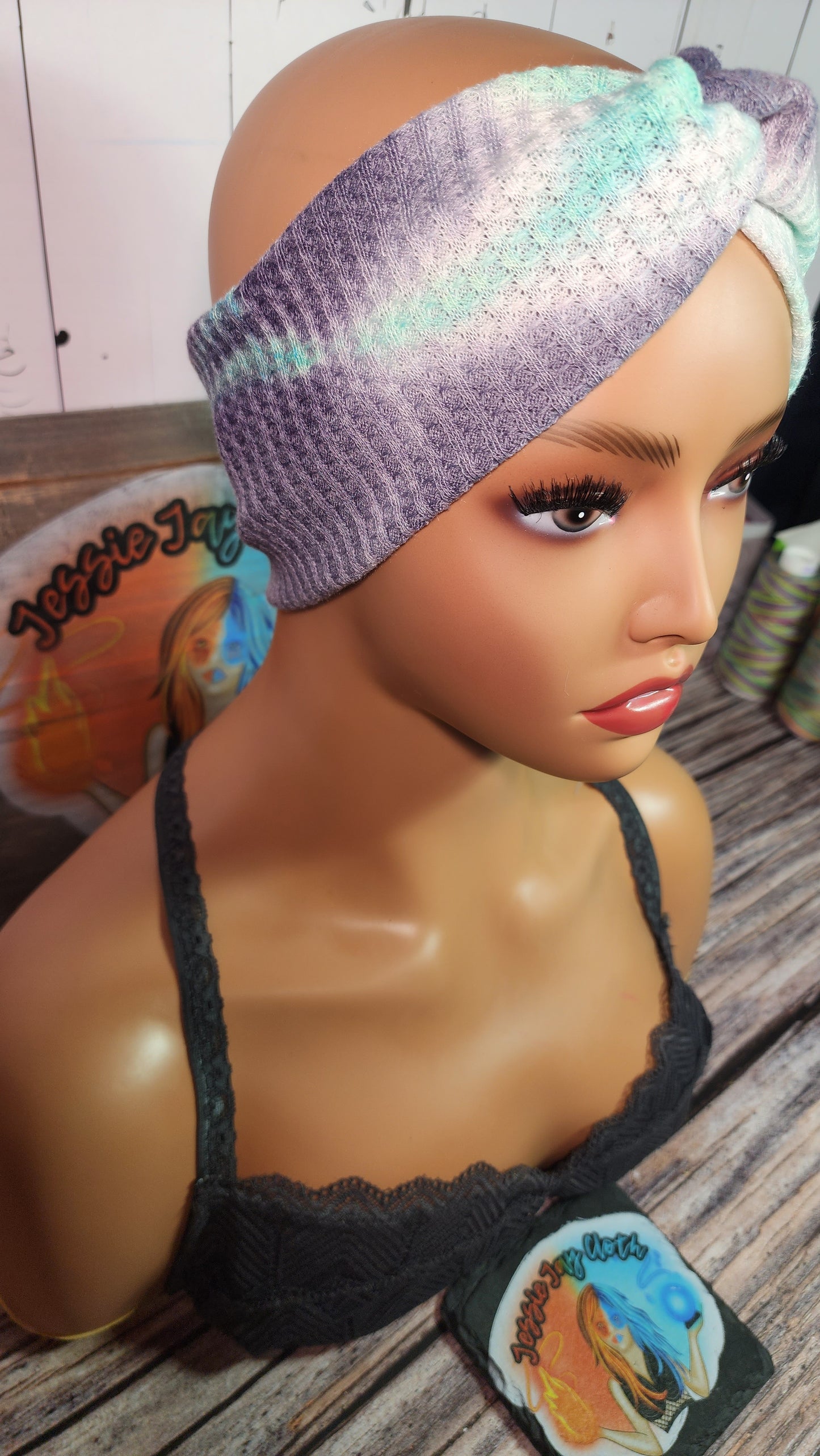 Sea Breeze Tie Dye Waffle Knit | Twist Knot Head Band | Custom Turban Head Band | 4 Sizes