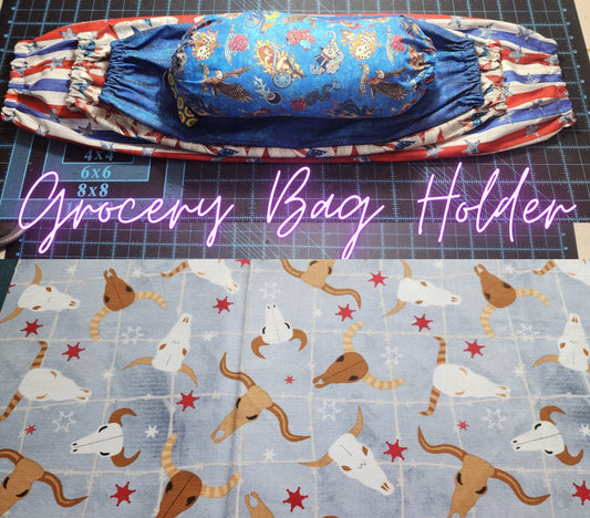 Skull & Horns, SMALL Grocery Bag Holder | Pre-cut just needs sewn together