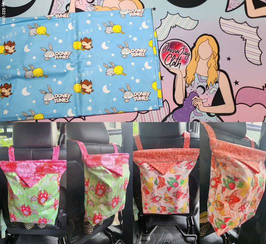 Kawaii Sleepy, Night Sky, Moon| Mess-Proof Trash Tamer | Snap Closed Car Trash Can