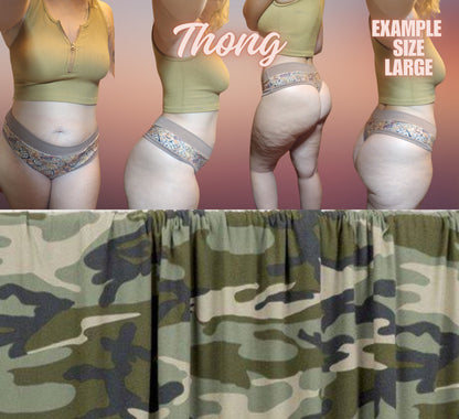Camo, Tie Dye x6 Prints | Thondlewear, Thongs for every body | Elastic/Knit Bands