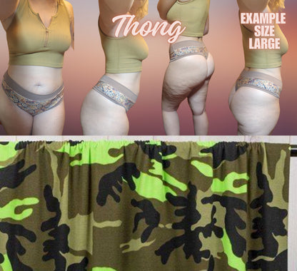Camo, Tie Dye x6 Prints | Thondlewear, Thongs for every body | Elastic/Knit Bands