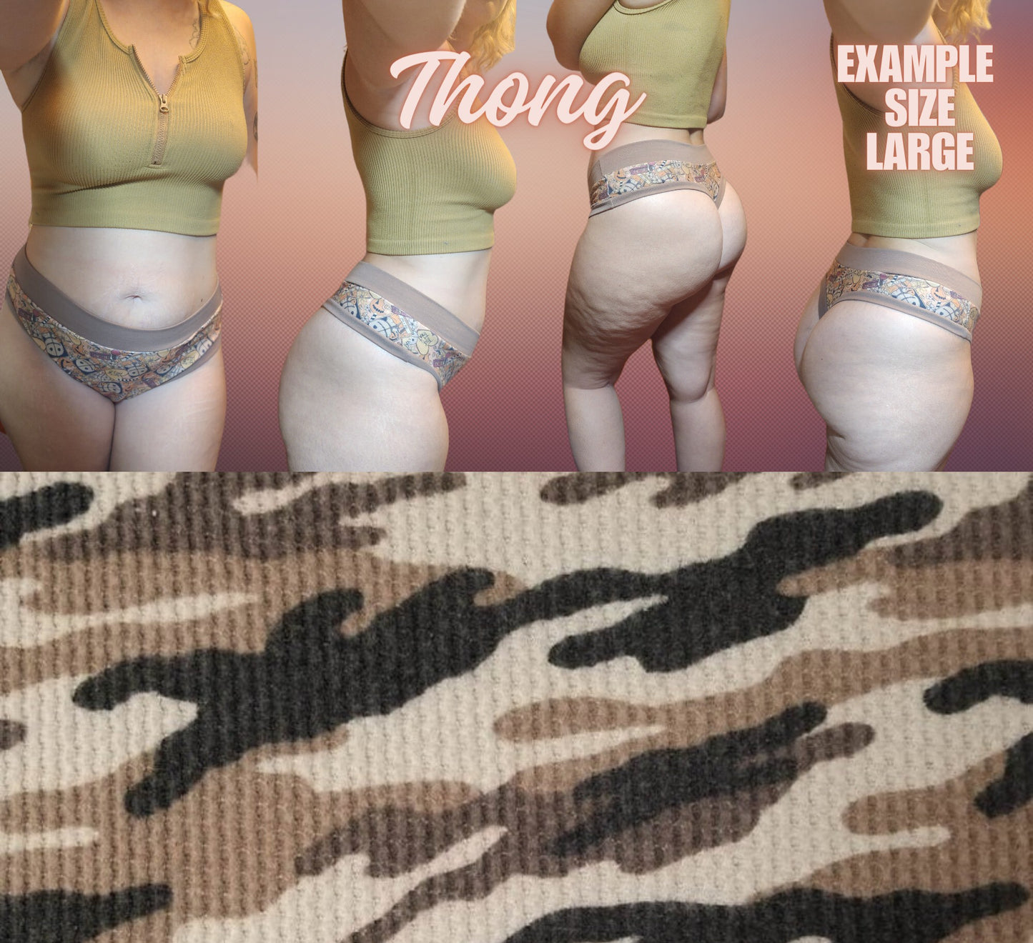 Camo, Tie Dye x6 Prints | Thondlewear, Thongs for every body | Elastic/Knit Bands