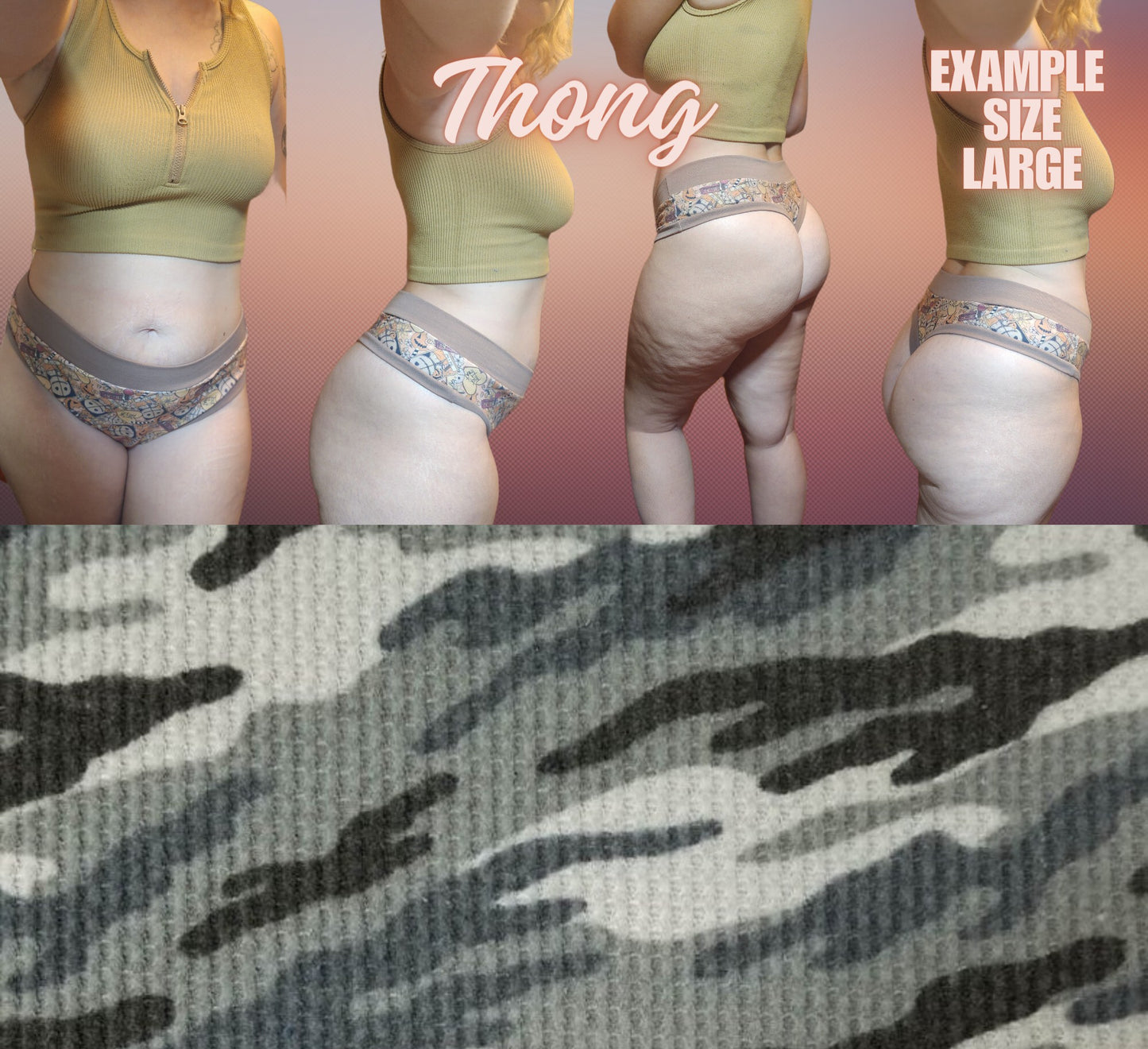 Camo, Tie Dye x6 Prints | Thondlewear, Thongs for every body | Elastic/Knit Bands