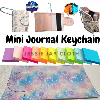 Reusable Mini Journal Keychain + Pen + Cord holder organizer + 50 sticky notes