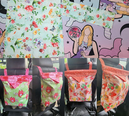 Honey comb Floral, Bee & Butterflies | Mess-Proof Trash Tamer | Snap Closed Car Trash Can