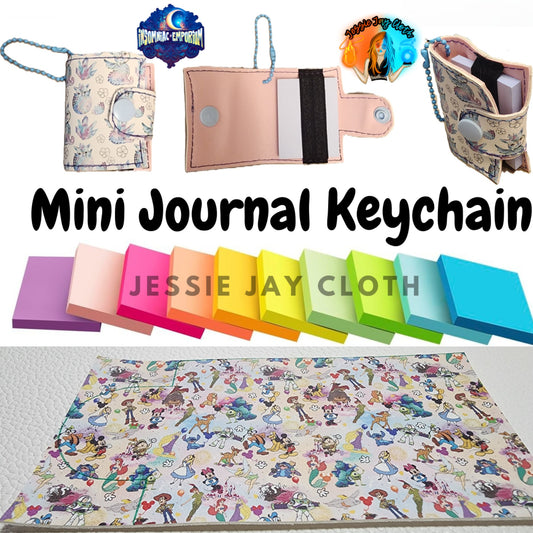 Reusable Mini Journal Keychain + Pen + Cord holder organizer + 50 sticky notes