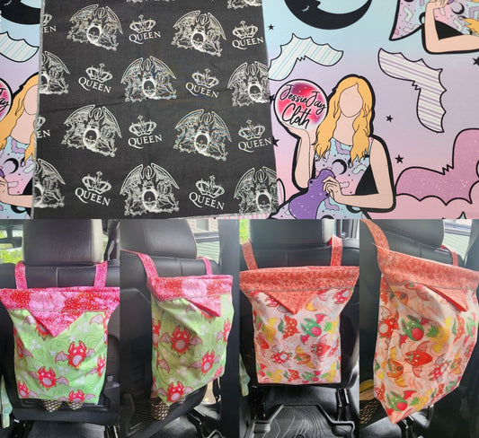Queen on Black | Mess-Proof Trash Tamer | Snap Closed Car Trash Can