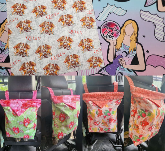 Queen on Grey White Tie Dye | Mess-Proof Trash Tamer | Snap Closed Car Trash Can