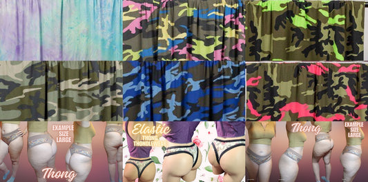 Camo, Tie Dye x6 Prints | Thondlewear, Thongs for every body | Elastic/Knit Bands