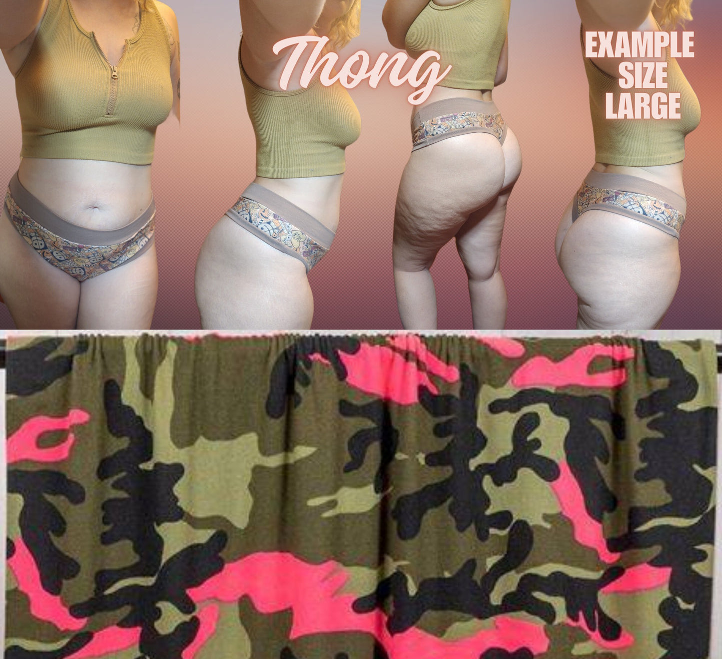 Camo, Tie Dye x6 Prints | Thondlewear, Thongs for every body | Elastic/Knit Bands