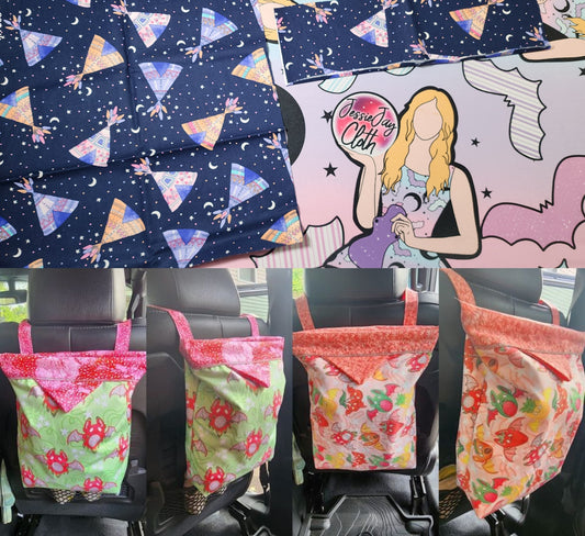 Boho, Night sky, Moon, Stars | Mess-Proof Trash Tamer | Snap Closed Car Trash Can