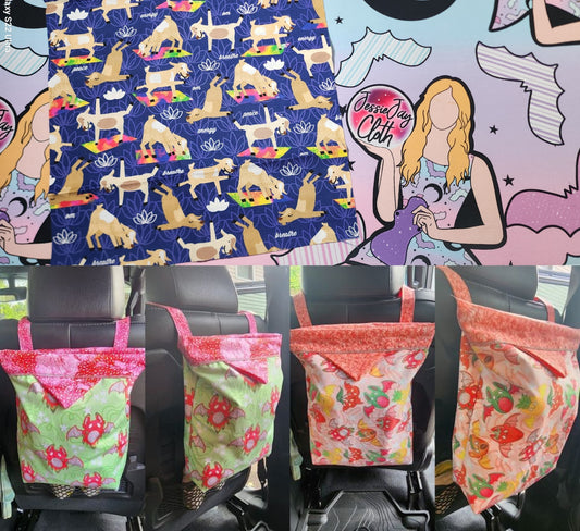 Goat Yoga, Tie Dye, Breathe, Energy, Peace  | Mess-Proof Trash Tamer | Snap Closed Car Trash Can