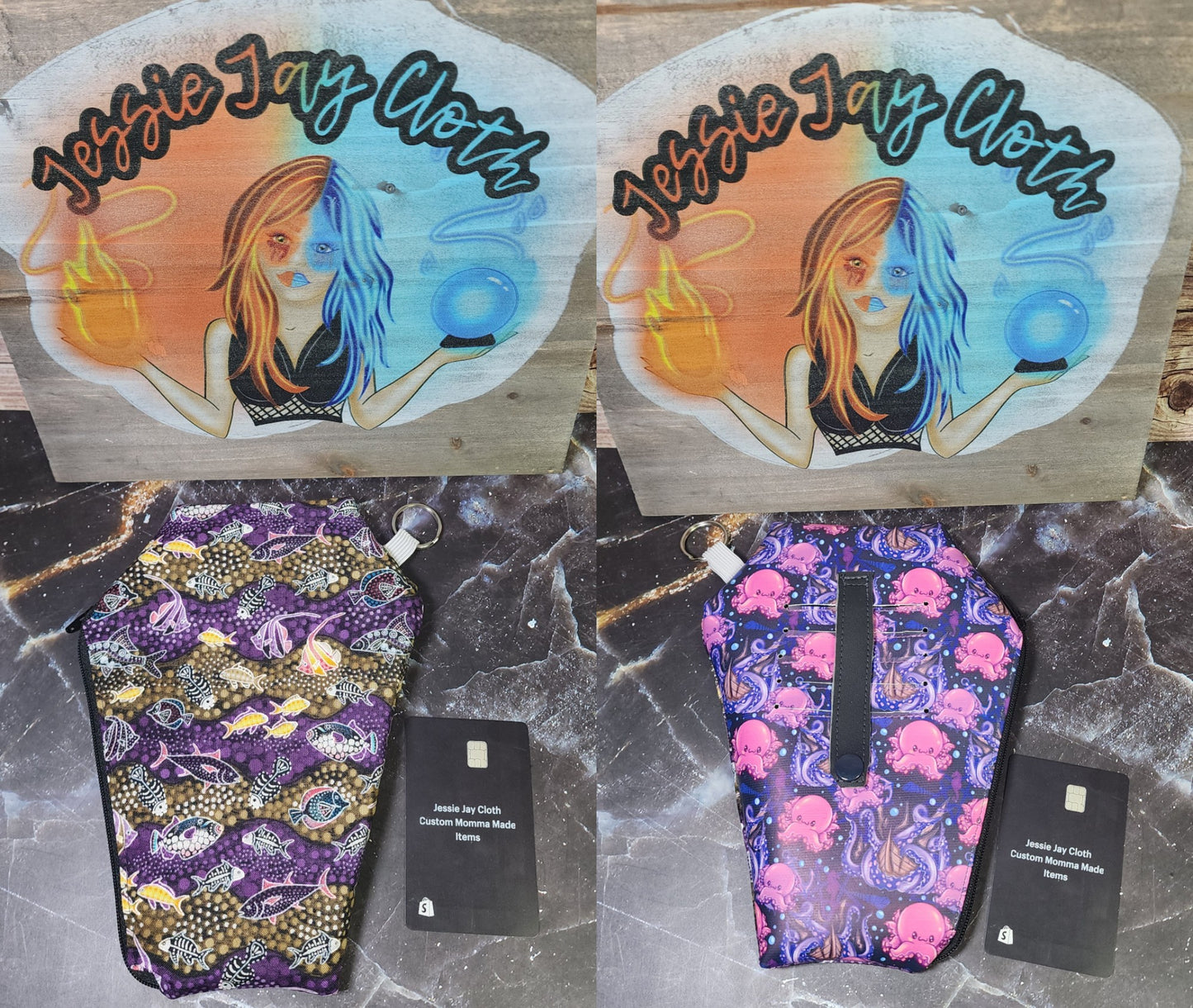 CUSTOM Kraken, Skeleton Fish, Ship Wreck | Coffin Wallet |