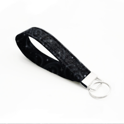 Black galaxy with stars | Wristlet Key Fob | Fabric Keychain | Great for gifts |