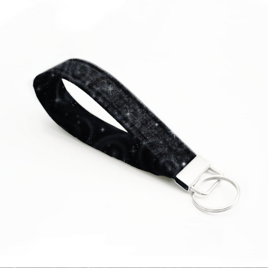 Black galaxy with stars | Wristlet Key Fob | Fabric Keychain | Great for gifts |