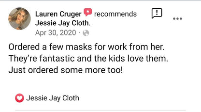 Cotton Face Masks | 4 Sizes to choose from | Soft nylon ear loops Adjustable